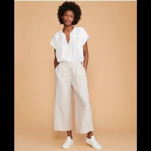 Loft Wide Leg Linen Crop Pants